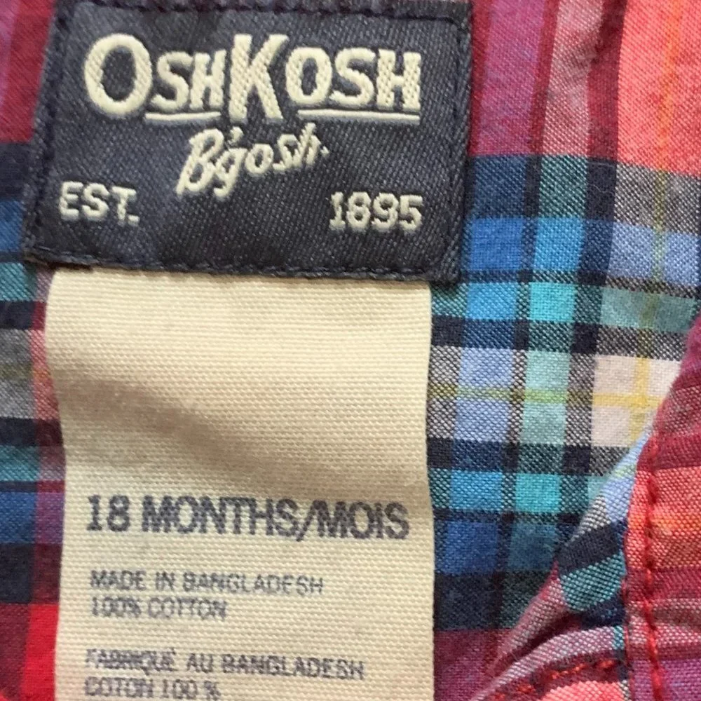 Osh Kosh b Gosh long sleeve plaid button down 18M
